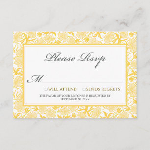 Fancy Floral RSVP Card (lemon yellow)
