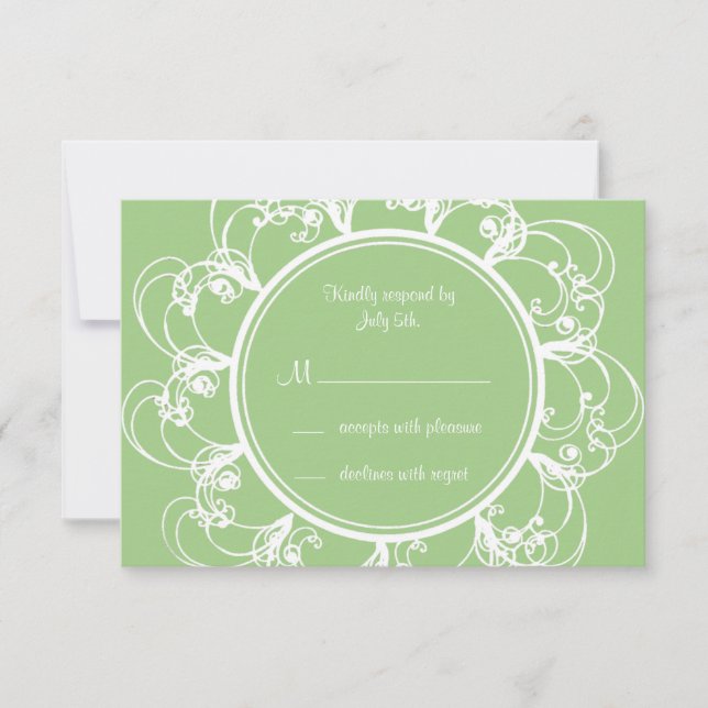 Fancy Floral RSVP (green) Card (Front)