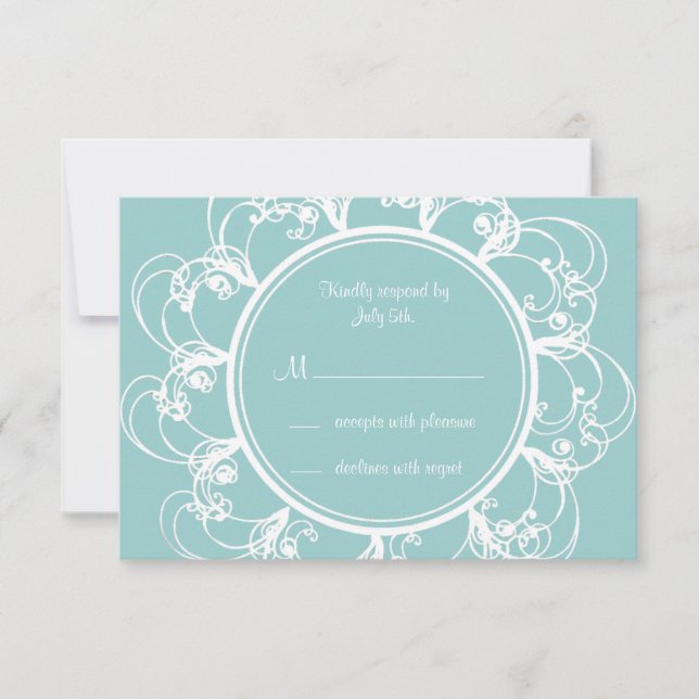 Fancy Floral RSVP (turquoise) Card (Front)