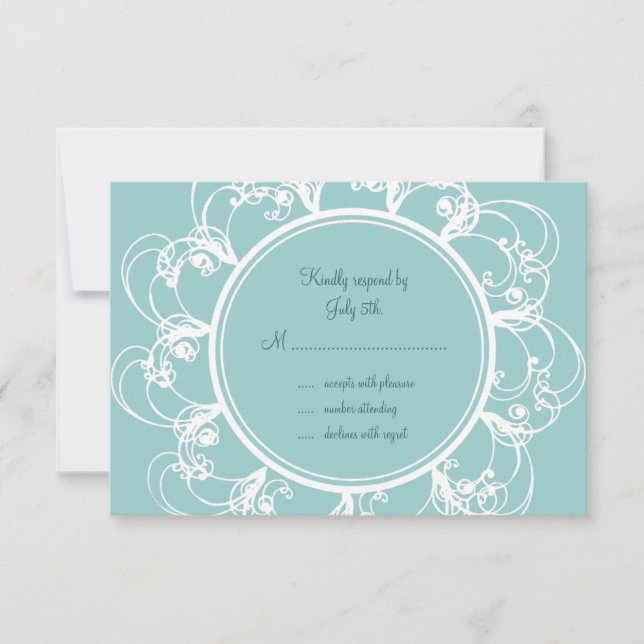 Fancy Floral RSVP (turquoise) Card (Front)