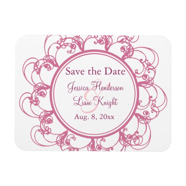 Fancy Floral Save the Date Magnet (Horizontal)