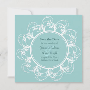 Fancy Floral Save the Date (turquoise)