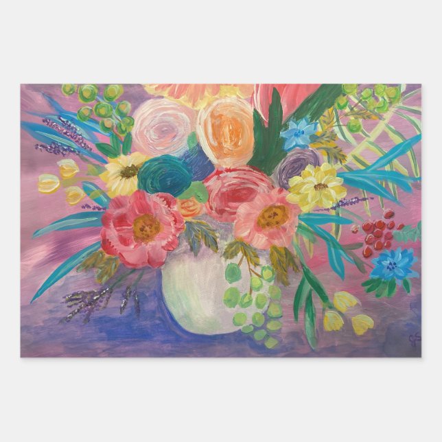 Fancy Floral wrapping paper sheets (Front)