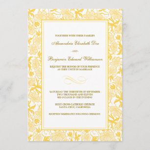 Fancy Floral Yellow Wedding Invitation