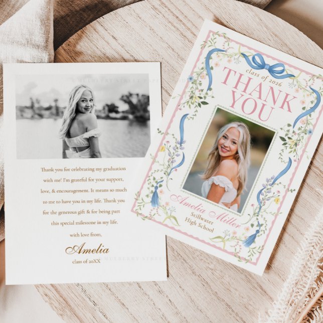 Fancy Florals Graduation Thank You Card (Creator Uploaded)