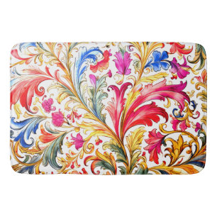 Fancy Florentine Design Watercolor Leaves Bath Mat