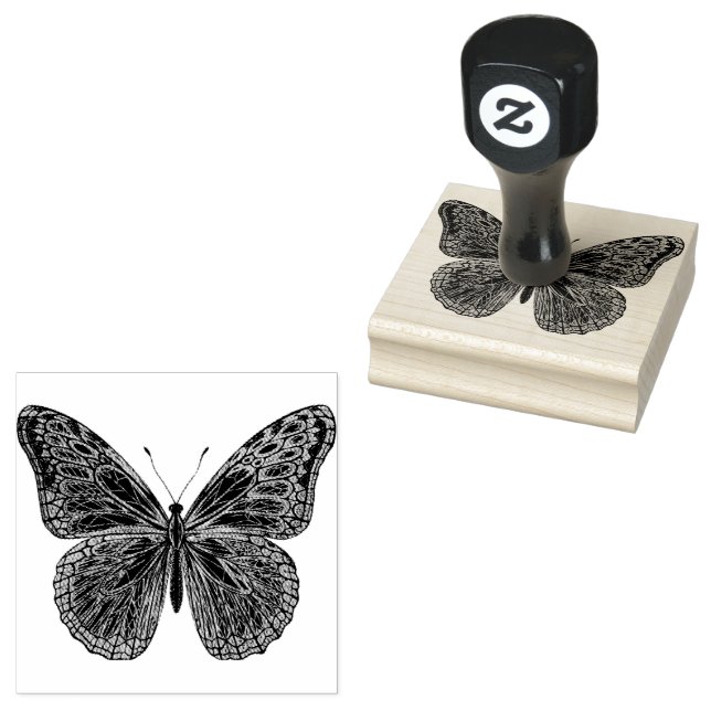 Fancy Flourish Butterfly Rubber Stamp (Stamped)