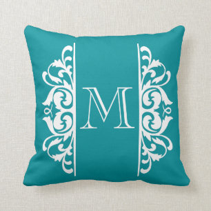 Fancy Flourish Monogram CHOOSE A BACKGROUND COLOR Cushion