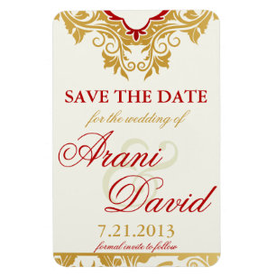 Fancy Flourishes Golden Save the Date Magnets