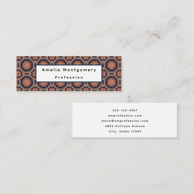 Fancy Flower and Star Shapes Pat Mini Business Card (Front/Back)