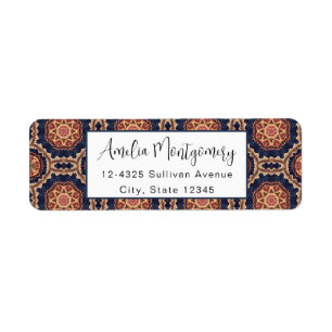Fancy Flower and Star Shapes Pattern - Address Return Address Label
