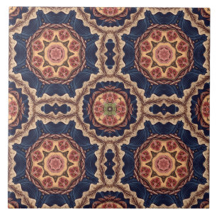 Fancy Flower and Star Shapes Pattern Ceramic Tile