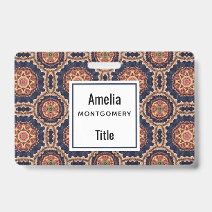 Fancy Flower and Star Shapes Pattern ID Badge