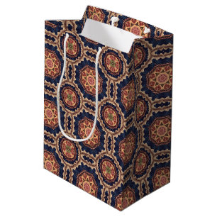 Fancy Flower and Star Shapes Pattern Medium Gift Bag