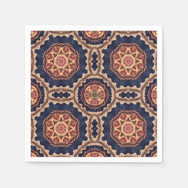 Fancy Flower and Star Shapes Pattern Napkin (Front)