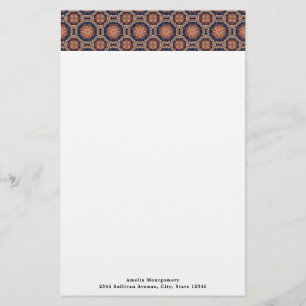 Fancy Flower and Star Shapes Pattern Stationery