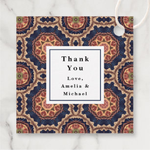 Fancy Flower and Star Shapes Pattern Thank You Favour Tags