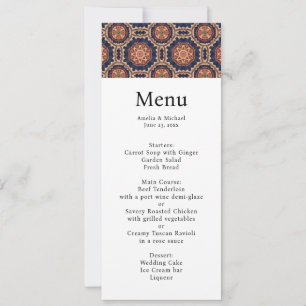 Fancy Flower and Star Shapes Pattern Wedding Menu Invitation
