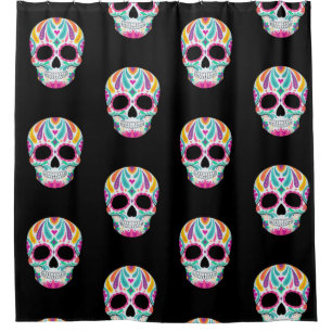 Fancy Flowered Sugar Skull Shower Curtain