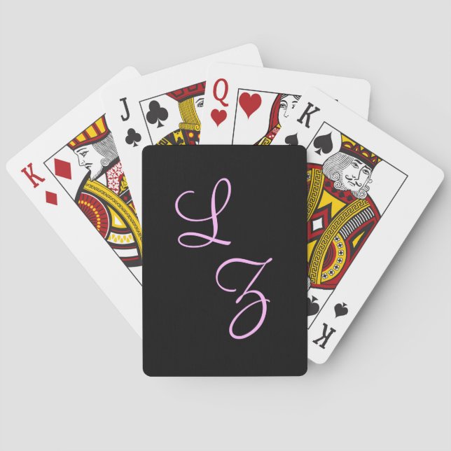 Fancy Font Black and Pink Playing Cards (Back)