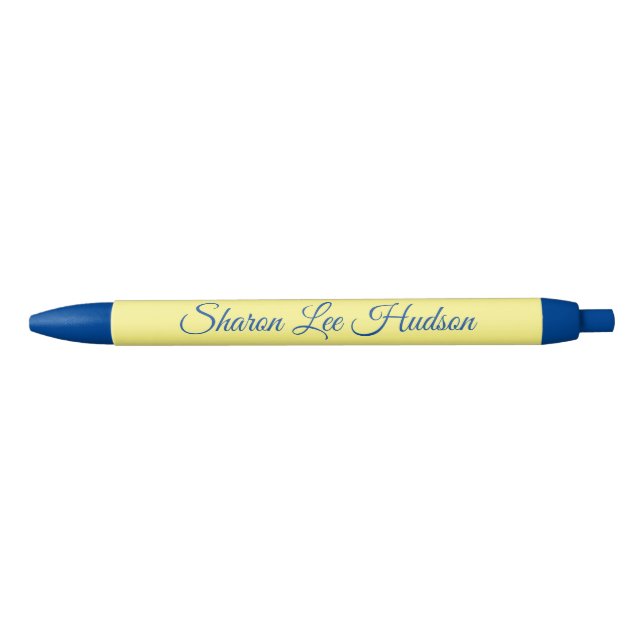 Fancy Font Blue & Yellow Ink Pen (Front)