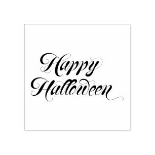 Fancy Font Happy Halloween Rubber Stamp