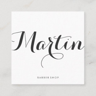 Fancy Font Minimalist Faux Leather Print Square Business Card