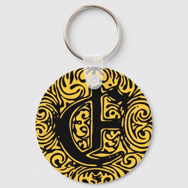 Fancy Font Monarchia E, Letter E, Alphabet E Key Ring (Front)