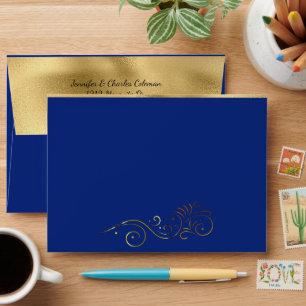 Fancy Formal Blue & Gold Invitation Envelope