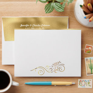 Fancy Formal White & Gold Invitation Envelope