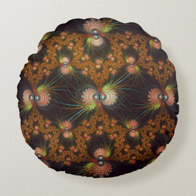 Fancy fractal pattern round cushion (Front)