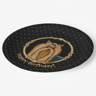 Fancy Frame Yorkshire Terrier Yorkie Portrait Cute Paper Plate