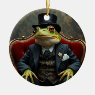 Fancy Frog Ceramic Ornament