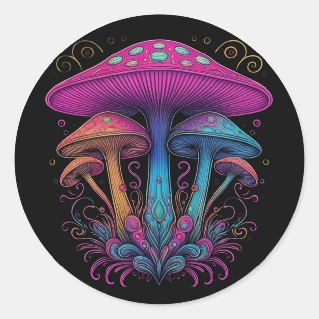 Fancy Fungi Classic Round Sticker (Front)