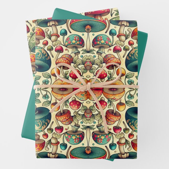 Fancy Fungi Wrapping Paper Sheet (In situ)