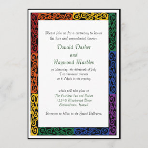 Fancy Gay Pride Custom Commitment Ceremony Invites