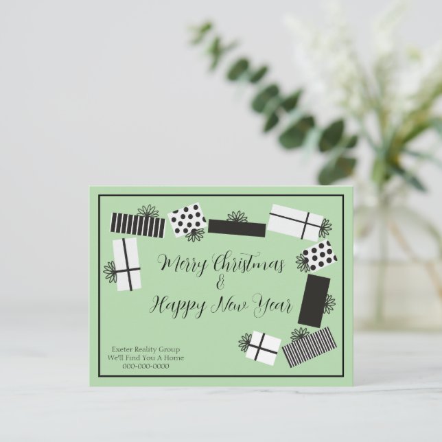 Fancy Gift Boxes Corporate Photo Holiday Postcard (Standing Front)
