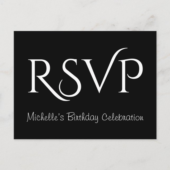 Fancy & Glamourous "RSVP" Postcard (Front)
