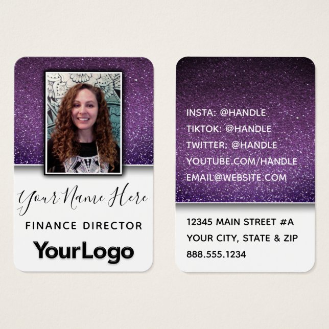 Fancy Glitter Influencer Actress Actor Model Photo (Front & Back)