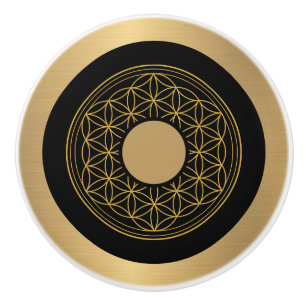 Fancy Gold and Black Ceramic Knob