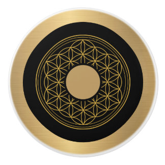 Fancy Gold and Black Ceramic Knob