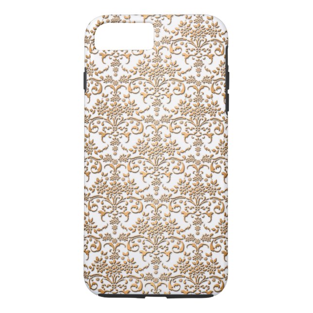 Fancy Gold and White Damask PatternFloral Case-Mate iPhone Case (Back)