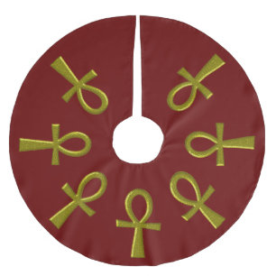 Fancy Gold Ankh Brushed Polyester Tree Skirt
