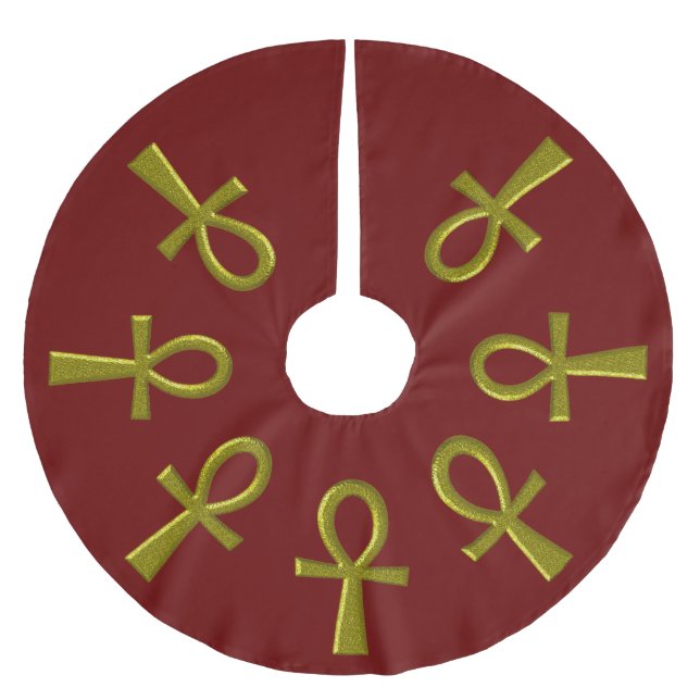 Fancy Gold Ankh Brushed Polyester Tree Skirt (Front)