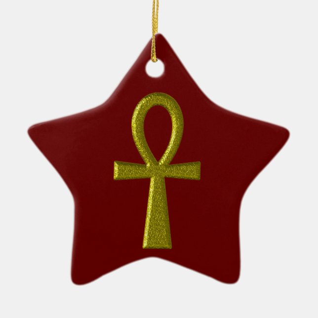 Fancy Gold Ankh Star Ornament (Front)