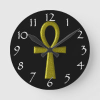 Fancy Gold Ankh Wall Clock