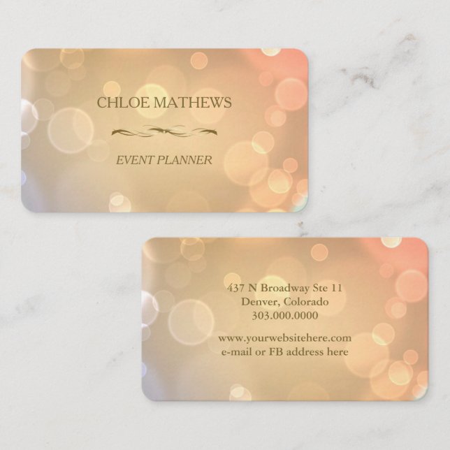 Fancy Gold Bokeh Professional Business Card (Front/Back)