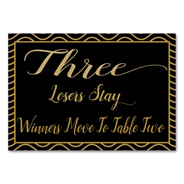 Fancy Gold Bunco Table Card #3 (Front)