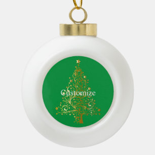Fancy Gold Christmas Tree Thunder_Cove Ceramic Ball Christmas Ornament