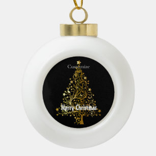 Fancy Gold Christmas Tree Thunder_Cove Ceramic Ball Christmas Ornament